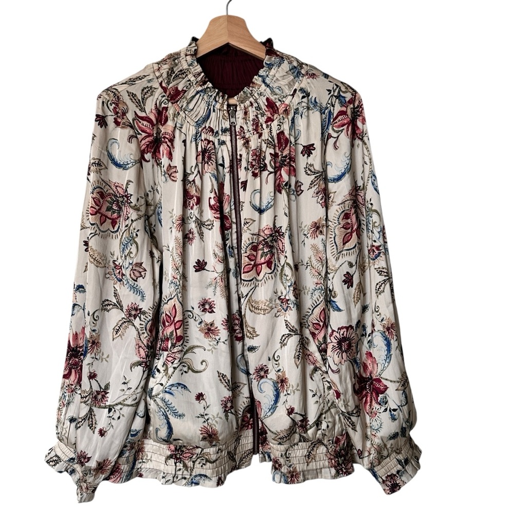 Chico's zip up floral jacket blouse with pockets size 18
